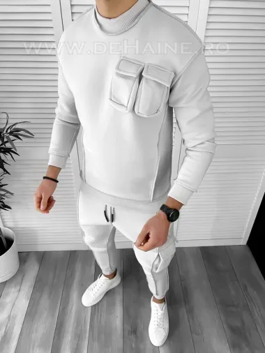 Trening barbati gri deschis pantaloni + hanorac K156 P18-1.3